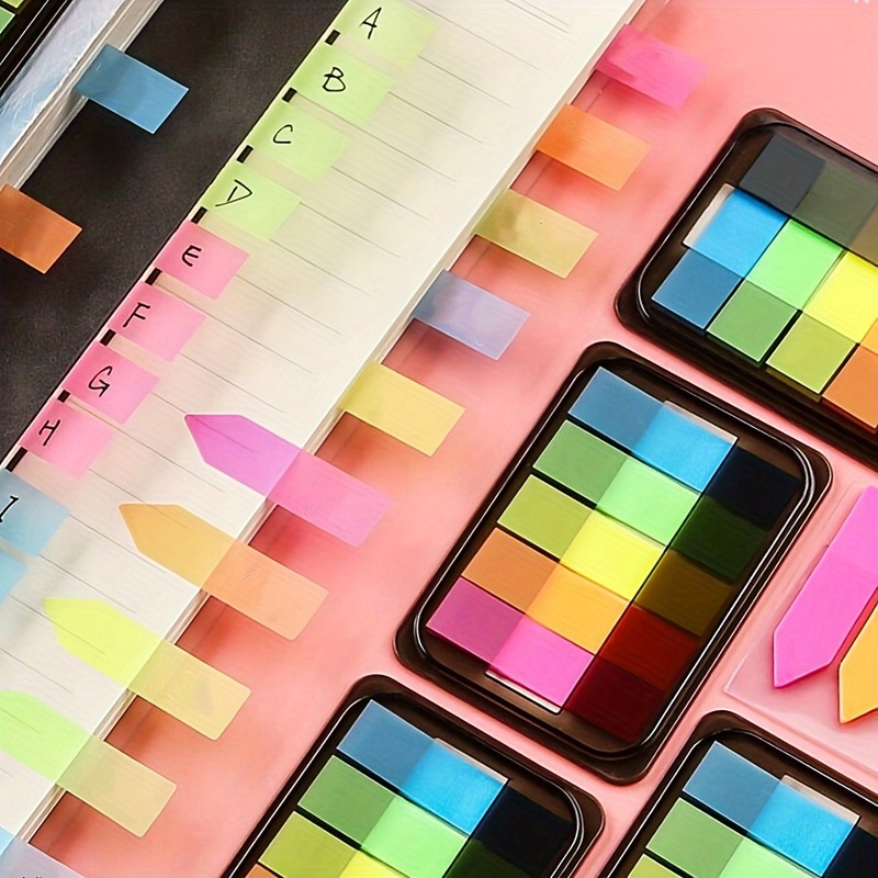 Index Tab Divider - 100 ชิ้น แผ่นโน้ตเรืองแสงสำหรับทำเครื่องหมายหน้าเอกสาร ป้ายสติกเกอร์สำหรับจัดหมวดหมู่เอกสาร หนังสือ อุปกรณ์สำนักงาน