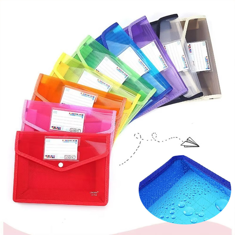 Stationery Warehouse - 1-10PCS กันน้ำ A4 A5 แฟ้มเอกสารแบบปุ่มกดใสกระเป๋าเอกสารสำหรับโรงเรียนสำนักงานเครื่องเขียนโฮมสเตย์เจอร์ซอรี่