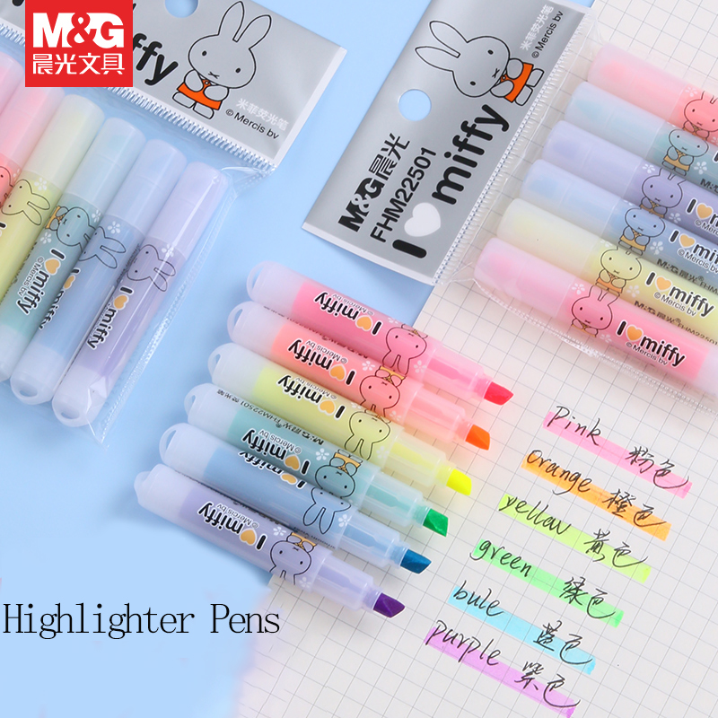 Highlighter Set Pastel - ปากกาเน้นข้อความ M&G หัวตัดเฉียง สีสันสดใส พกพาสะดวก เขียนลื่น