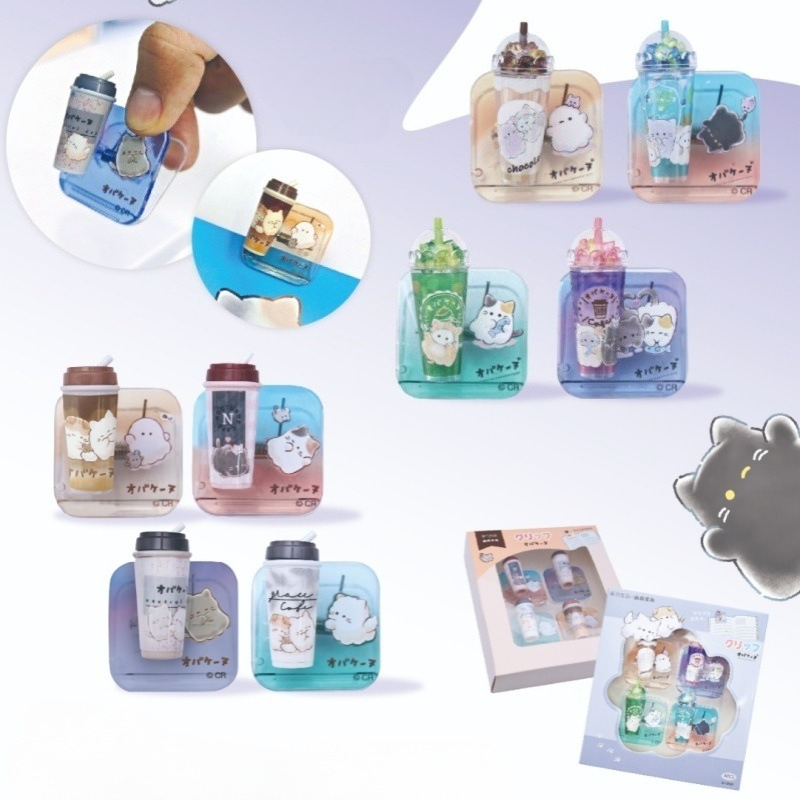 Stationery Warehouse - คลิปหนีบกระดาษลายการ์ตูนแบบพกพา พร้อมที่ป้องกันดินสอ ฝาครอบปากกา ที่หนีบเอกสาร อุปกรณ์เครื่องเขียนสำหรับสำนักงานและโรงเรียน อุปกรณ์ตกแต่ง