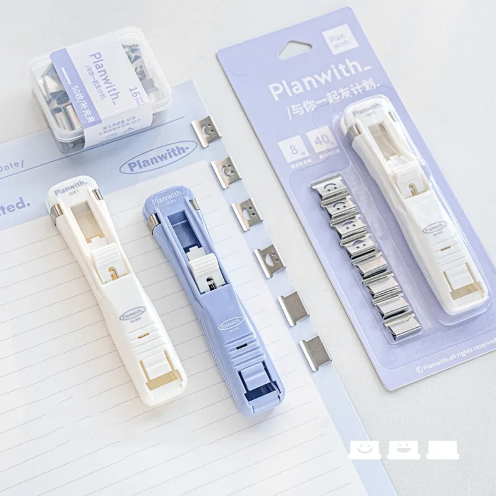 Binder Clip Assorted - คลิปหนีบกระดาษแบบกดใหม่เครื่องเย็บกระดาษพลาสติกขนาดเล็กใช้ซ้ำได้ดีไซน์ยิ้ม