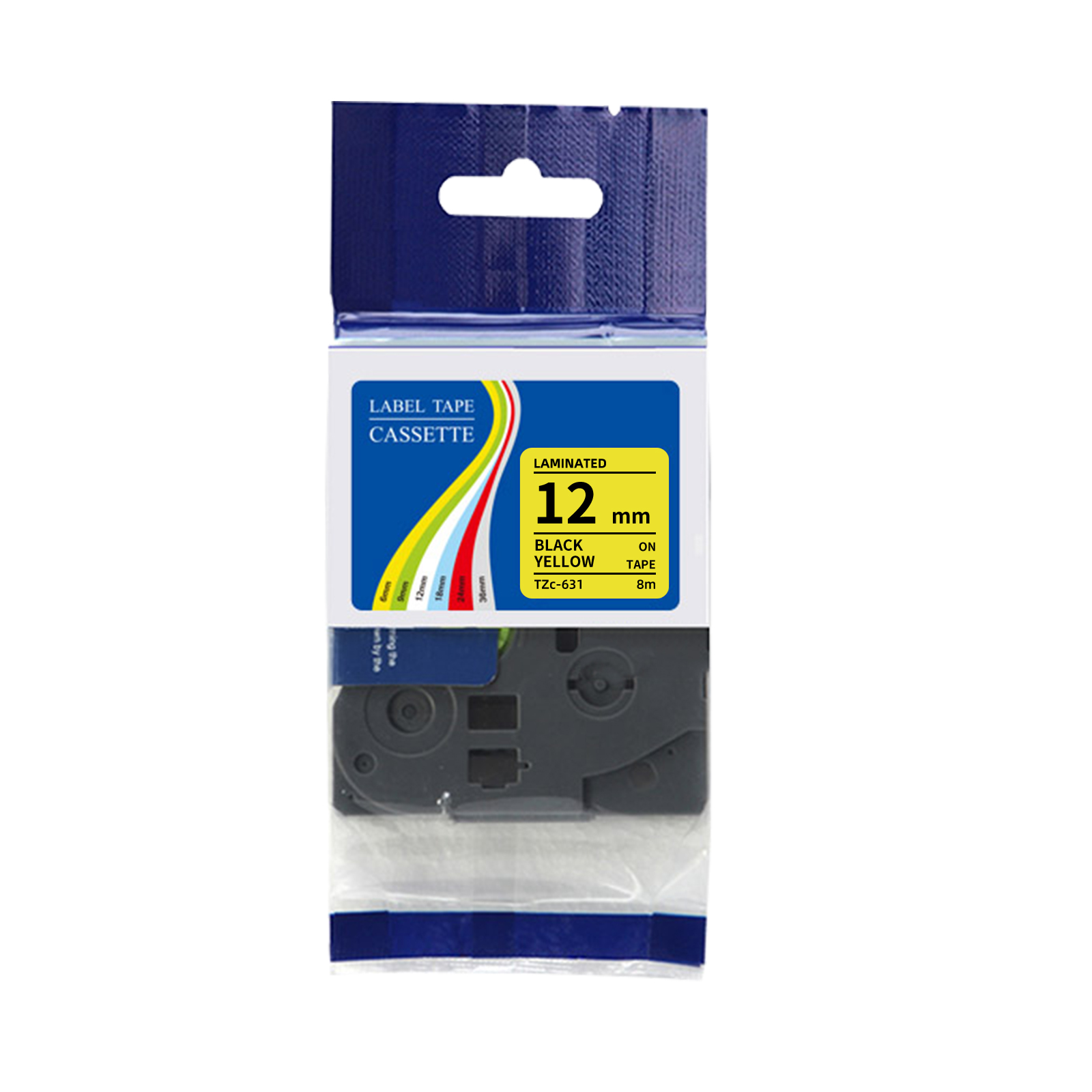 Label Printer Tape - เทปฉลาก TZe 631 ที่ใช้ร่วมกันได้ สีดำบนพื้นเหลือง 12