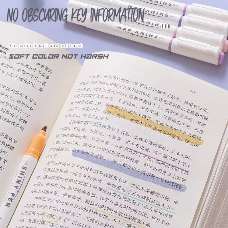ปากกาไฮไลท์เตอร์กลิตเตอร์น่ารั - Highlighter Set Pastel บทวิจารณ์และราคา