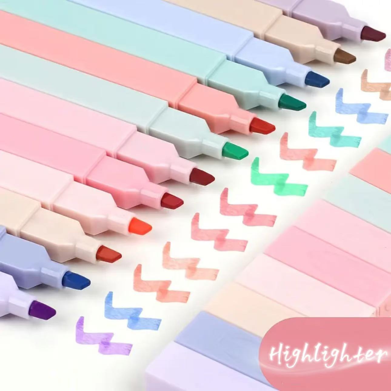 ปากกาไฮไลท์เรืองแสง 12 สี ทรงเ - Highlighter Set Pastel บทวิจารณ์และราคา